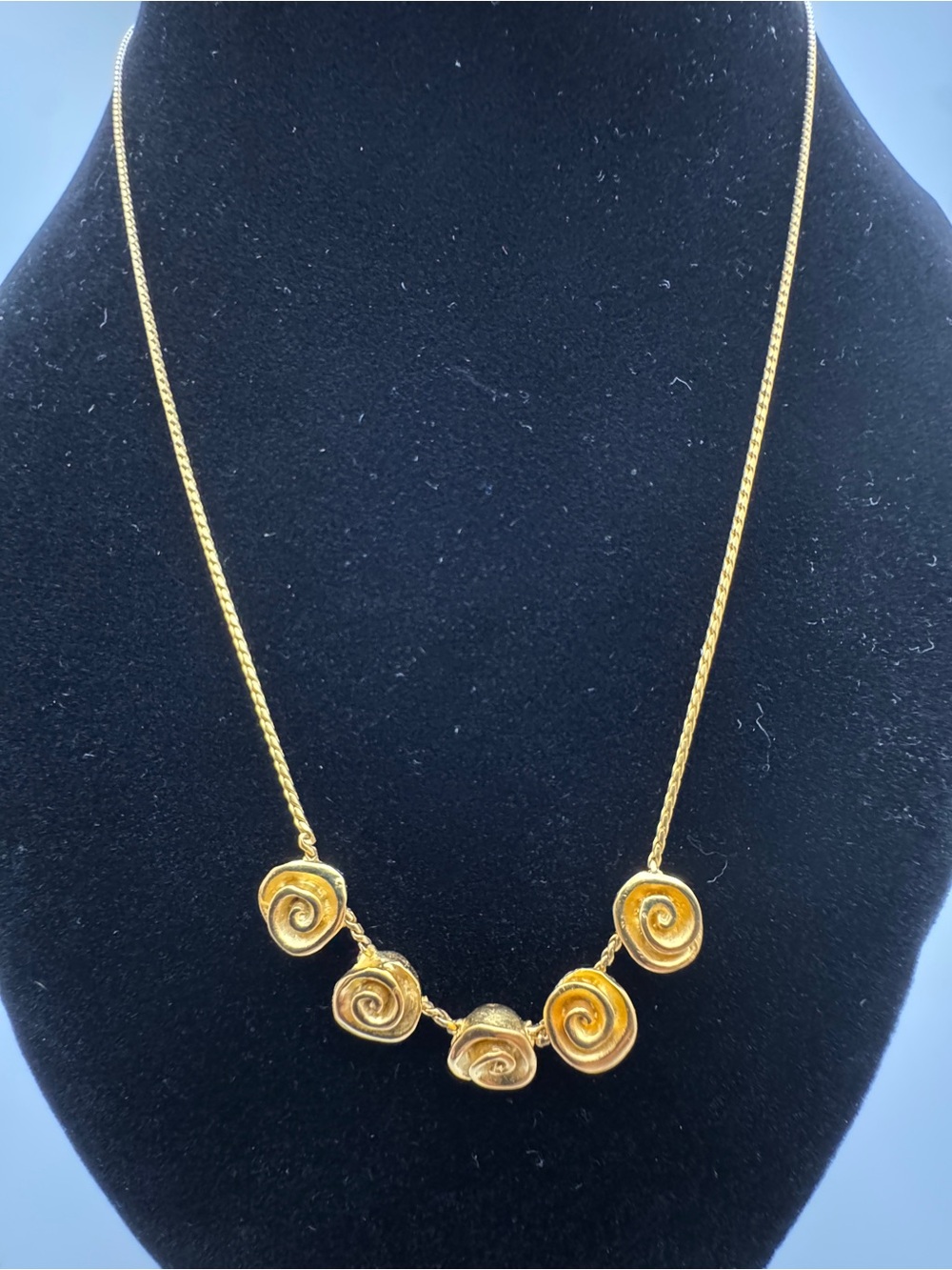Givenchy Vintage Sculptural Rose/Swirl Five-motif Gold Tone with Logo Charm